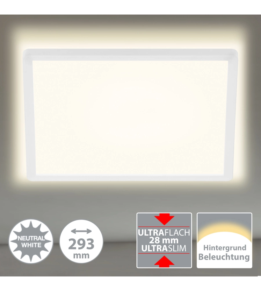 Plafoniera con retroilluminazione led 29,3x29,3 cm, 2400 lm